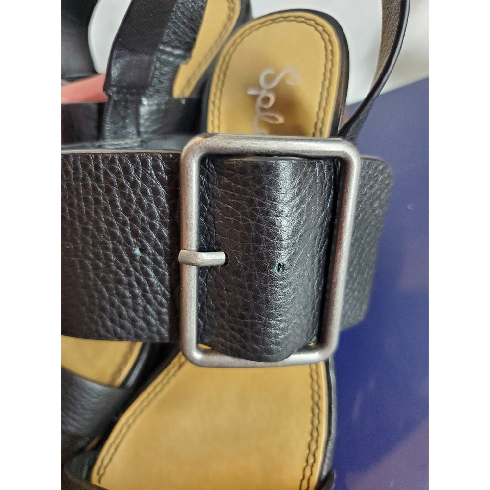 Splendid Bo Leather With Wooden Heelshoes black Open Toe, Open Heel. Size 6. - Picture 4 of 5